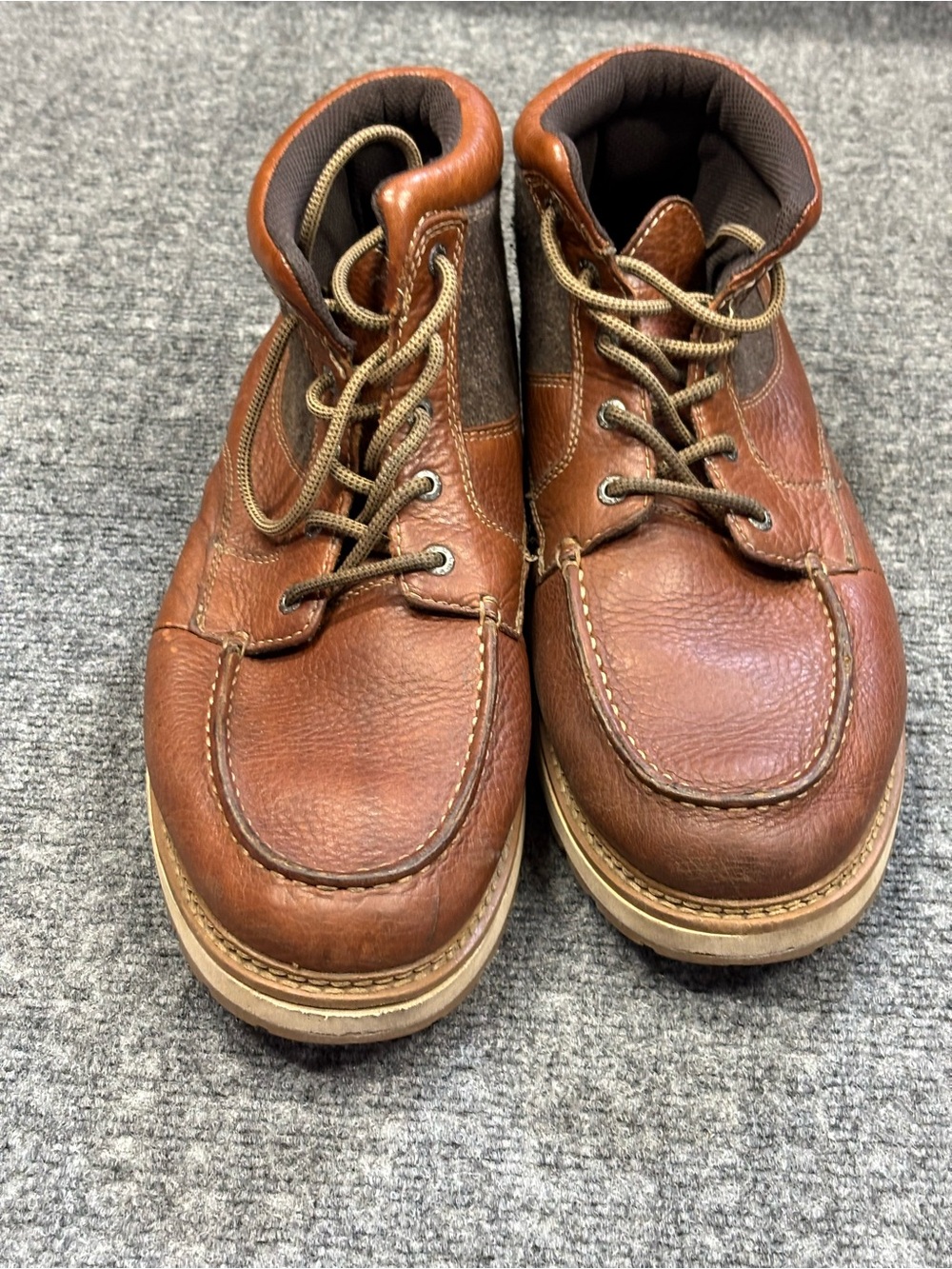 Bass Brown Leather Moc Toe Lace-Up Boots